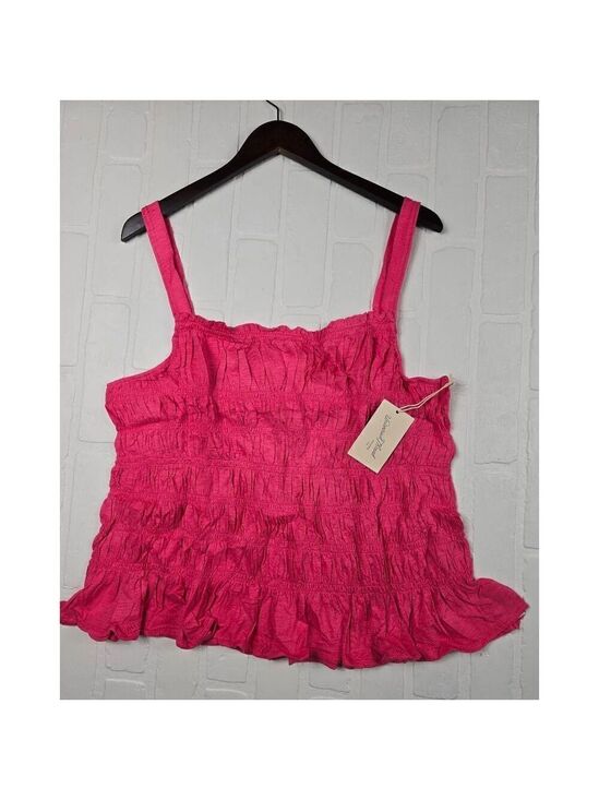 Universal Thread Tops - Universal Thread Pink Smocked Cropped Tank Top 3X